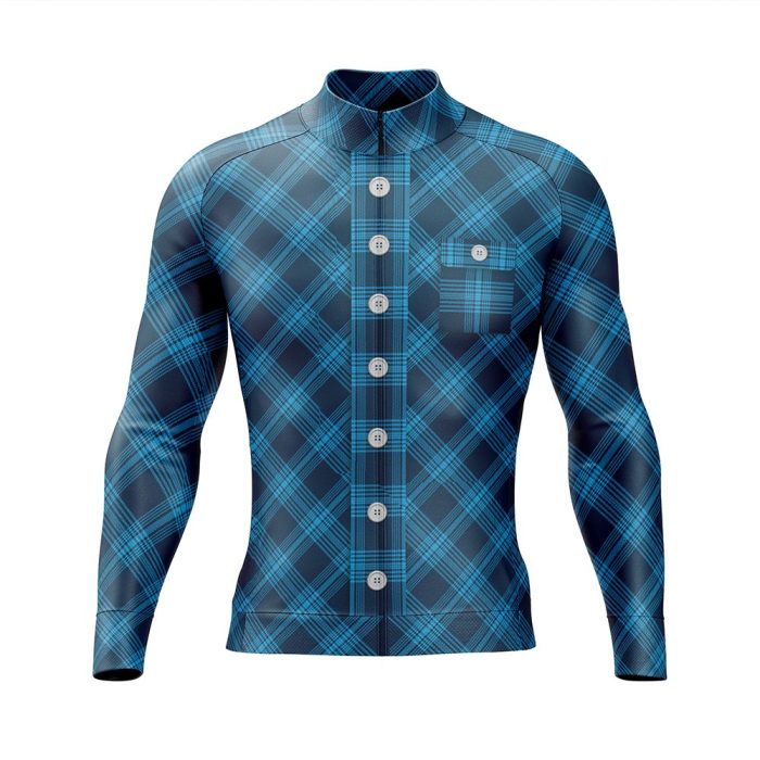 Black & Blue Lumberjack Long Sleeve Cycling Jersey