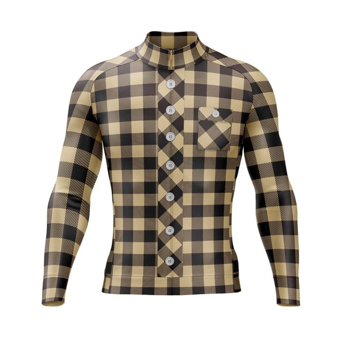 Brown Lumberjack Long Sleeve Cycling Jersey