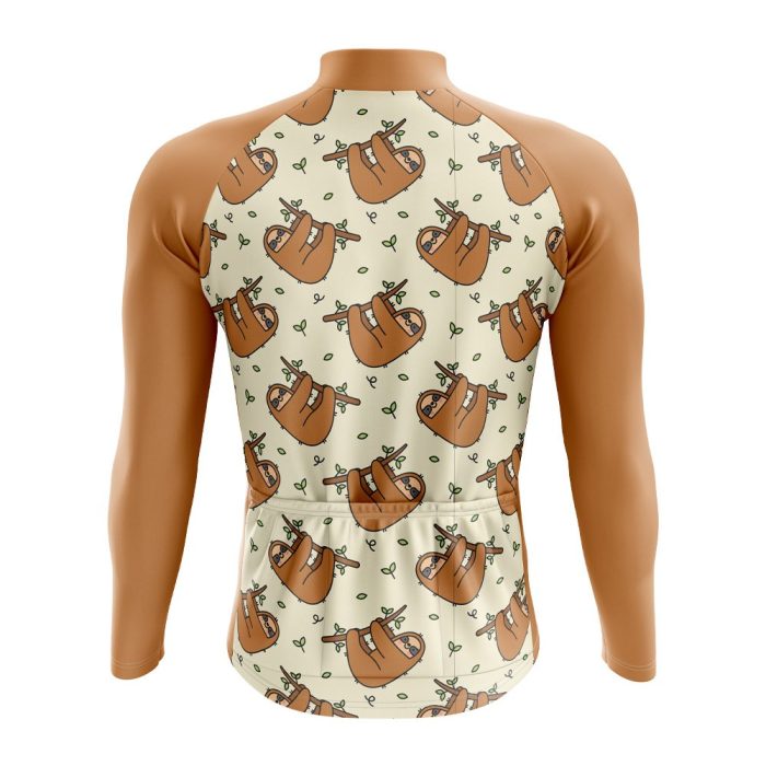 Brown Sloth Long Sleeve Cycling Jersey - Image 2