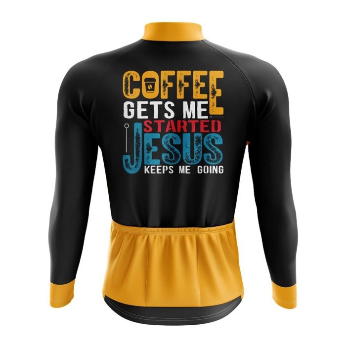 Coffee & Jesus Long Sleeve Cycling Jersey - Image 2