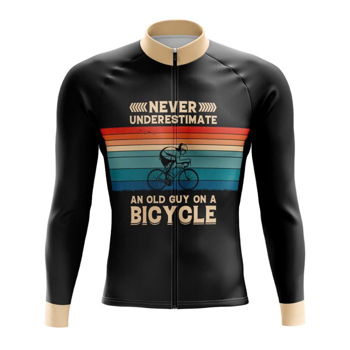Never Underestimate an Old Guy on a Bicycle Long Sleeve Cycling Jersey