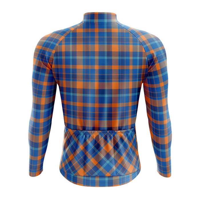 Orange & Blue Lumberjack Long Sleeve Cycling Jersey - Image 2