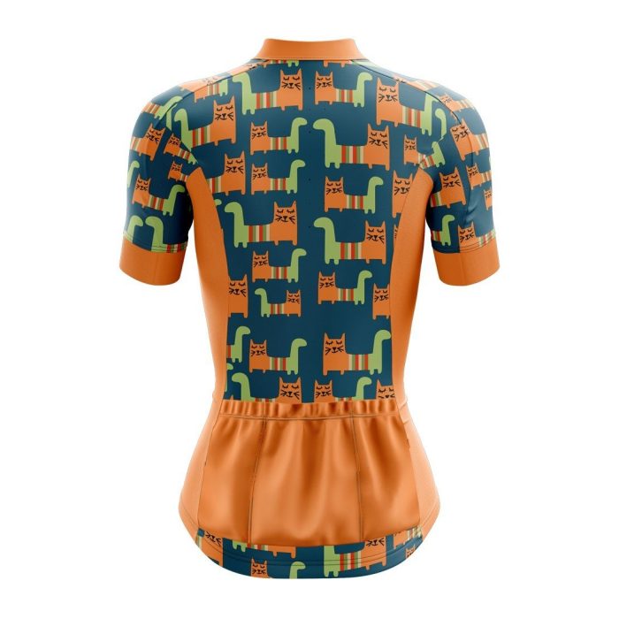 Orange Cat Lady Womens Cycling Jersey - Image 2