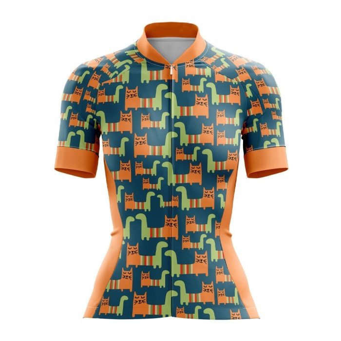 Orange Cat Lady Womens Cycling Jersey