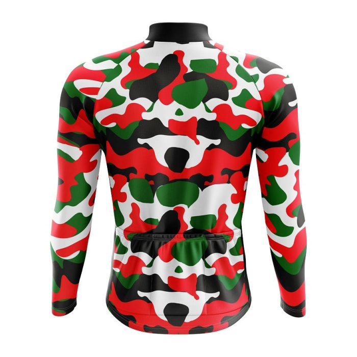 Red Camouflage Long Sleeve Cycling Jersey - Image 2