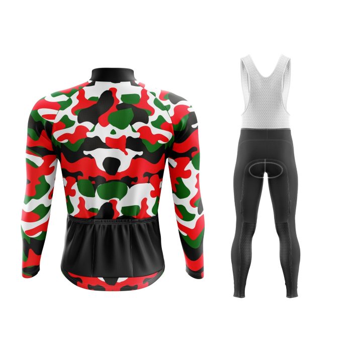 Red Camouflage Long Sleeve Winter Cycling Kit - Image 2
