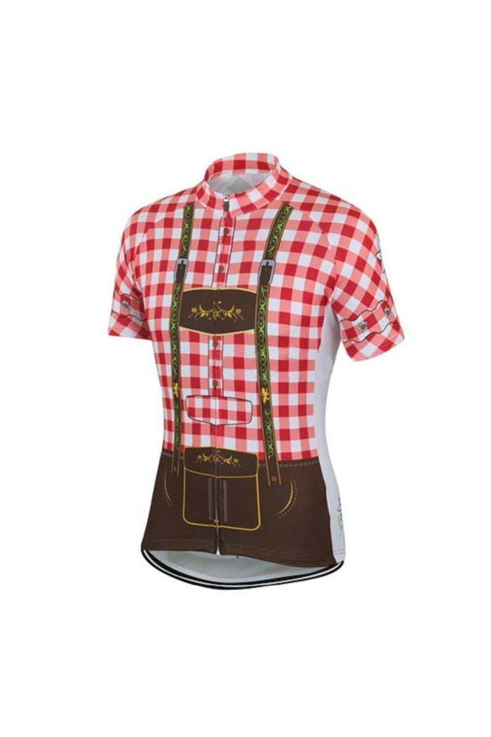 Red Lederhosen Cycling Jersey & Shorts Set - Image 3