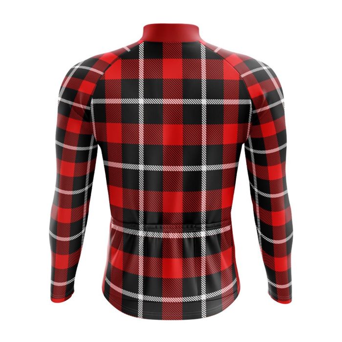 Red Lumberjack Long Sleeve Cycling Jersey - Image 2