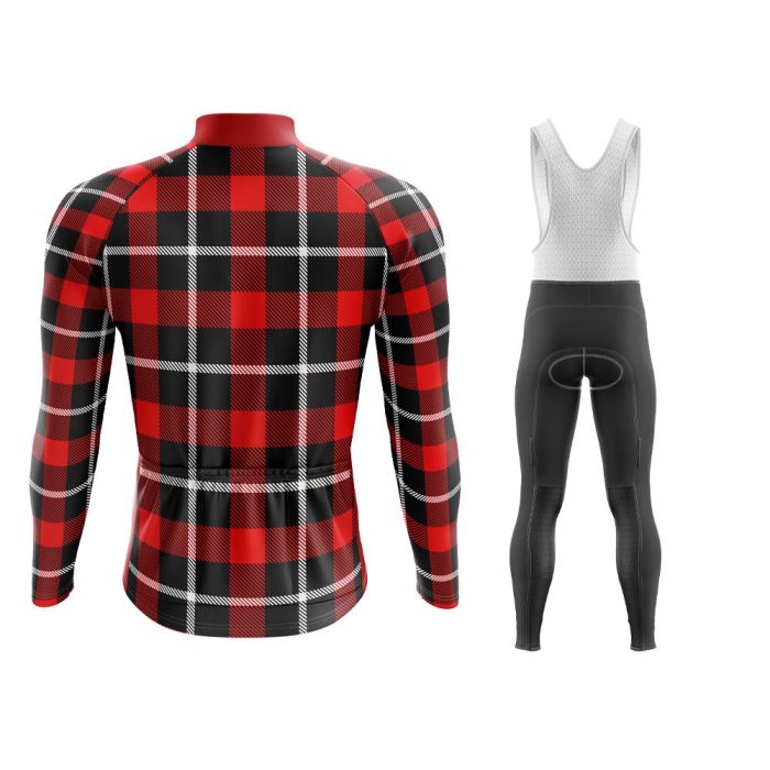 Red Lumberjack Long Sleeve Winter Cycling Jersey & Pants - Image 2