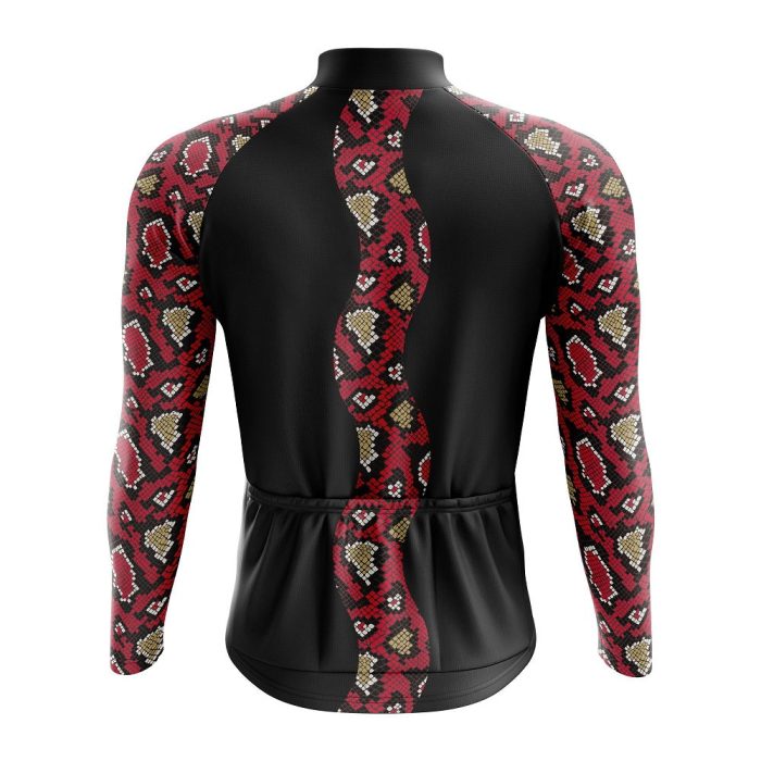 Red Snakeskin Long Sleeve Cycling Jersey - Image 2