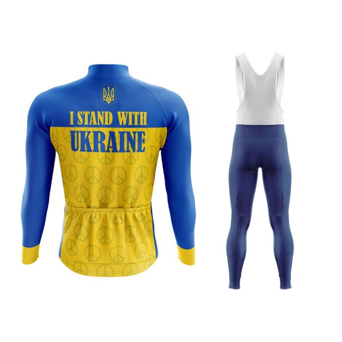 Stand With Ukraine Long Sleeve Winter Cycling Jersey & Pants - Image 2
