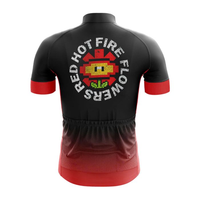 Red Hot Fire Flowers Cycling Jersey - Image 2